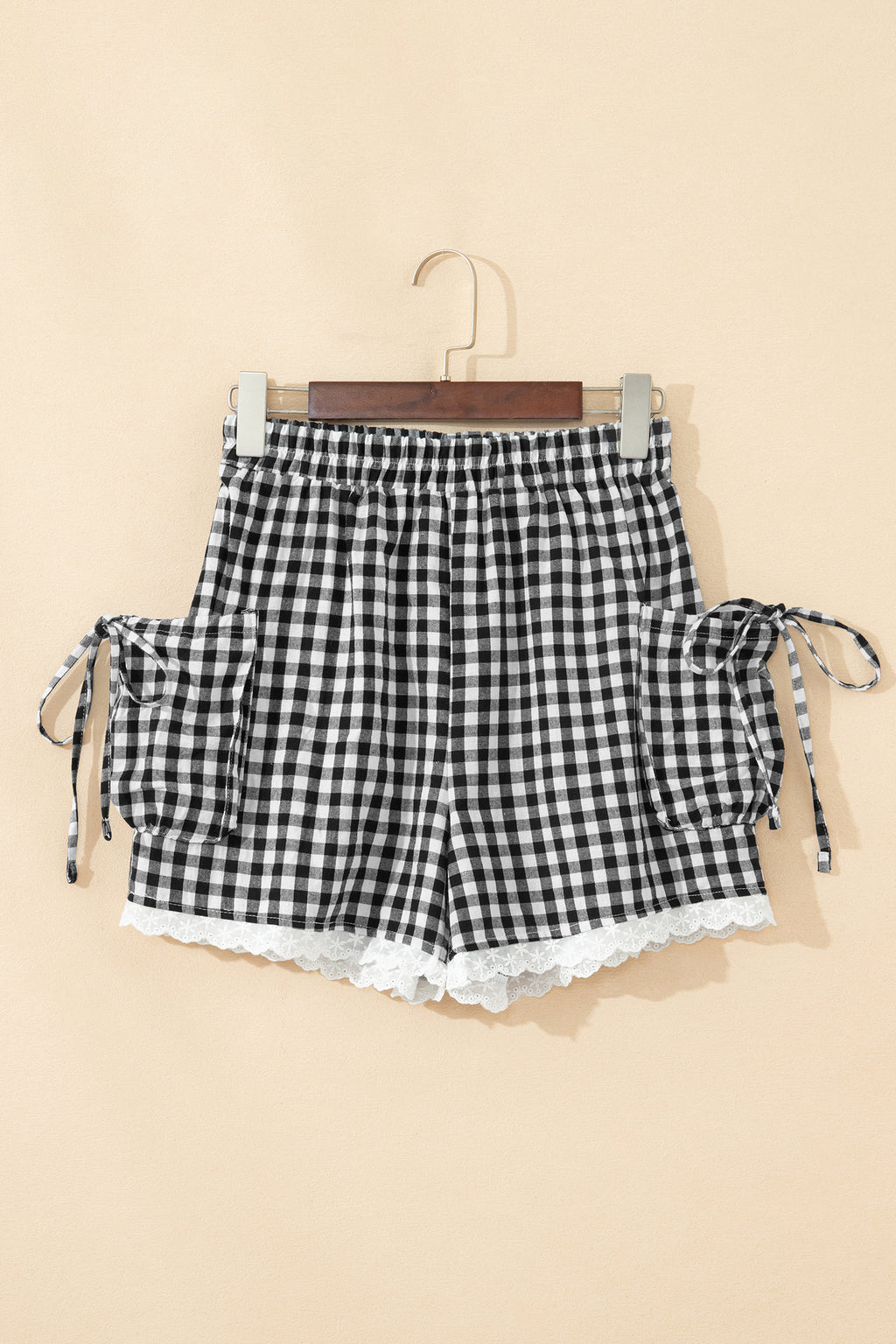 Gingham & Lace Shorts with Pockets