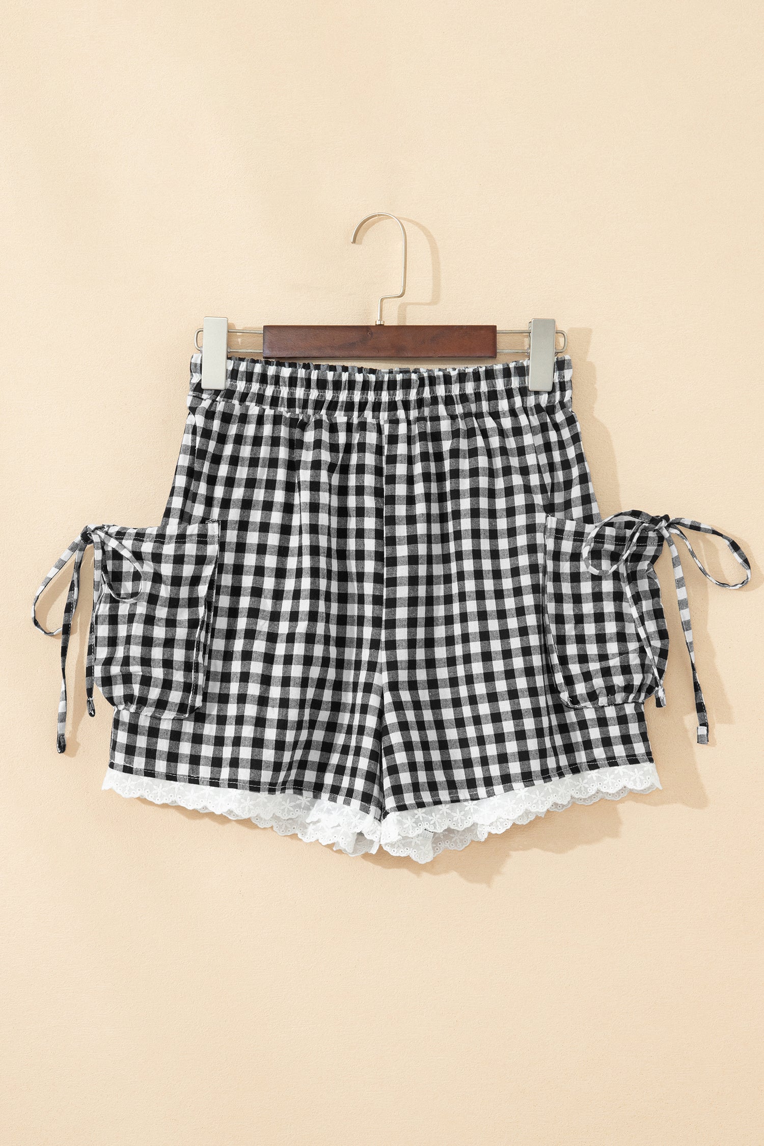 Gingham & Lace Shorts with Pockets