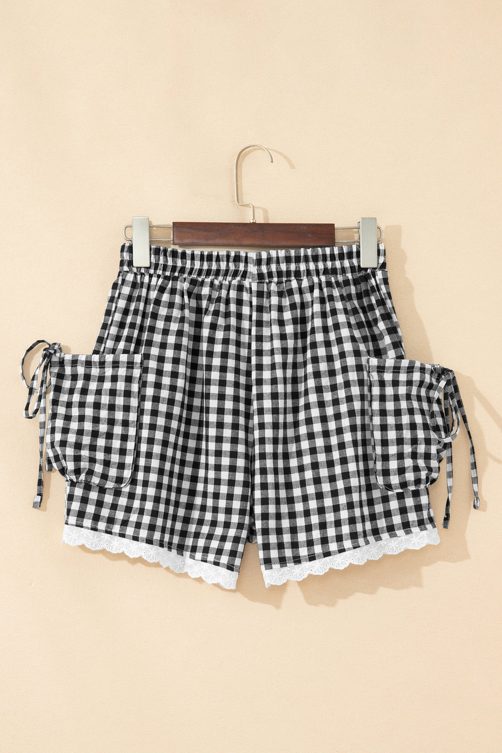 Gingham & Lace Shorts with Pockets