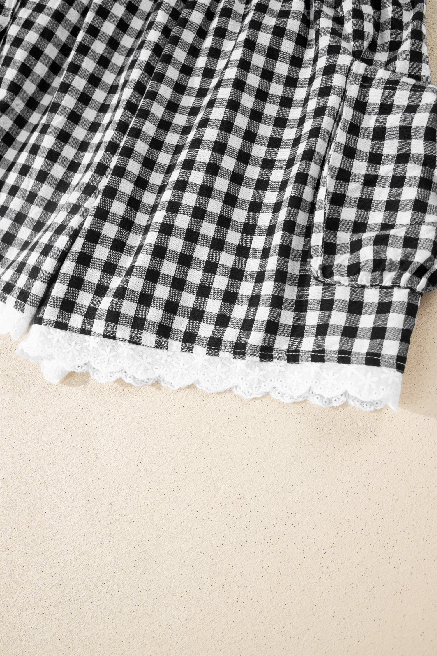 Gingham & Lace Shorts with Pockets