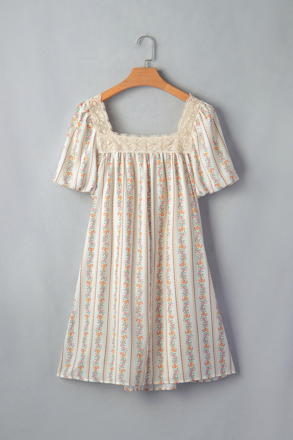 Floral Print & Ribbon Bow Mini Dress