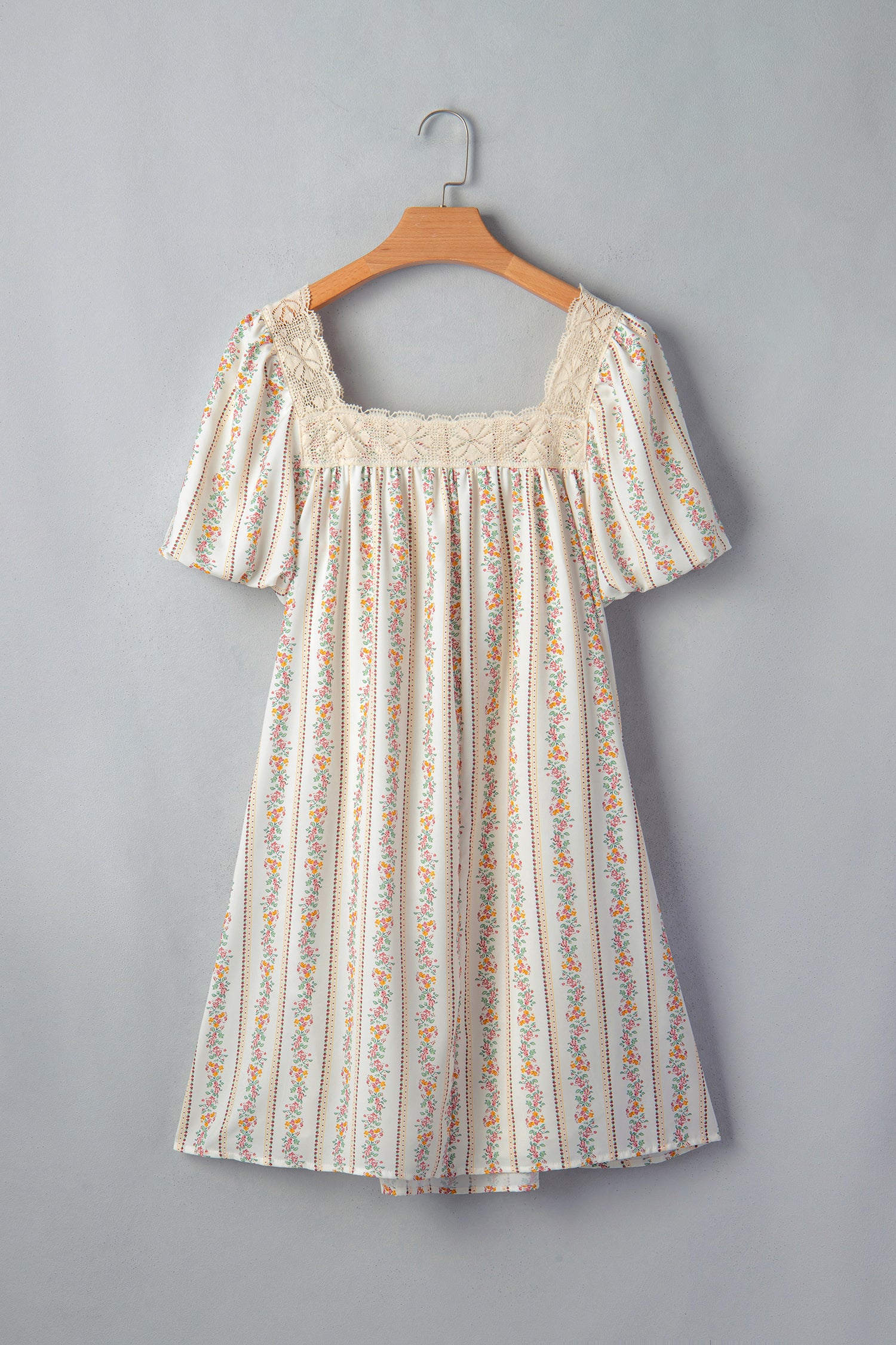 Floral Print & Ribbon Bow Mini Dress