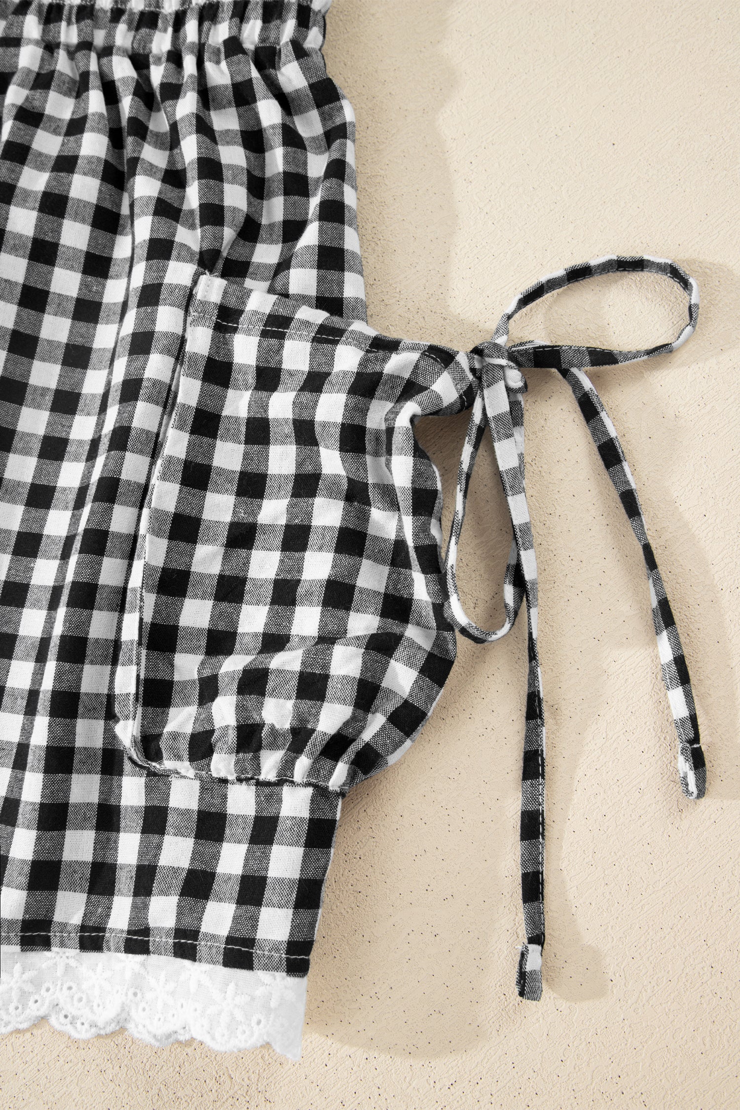 Gingham & Lace Shorts with Pockets