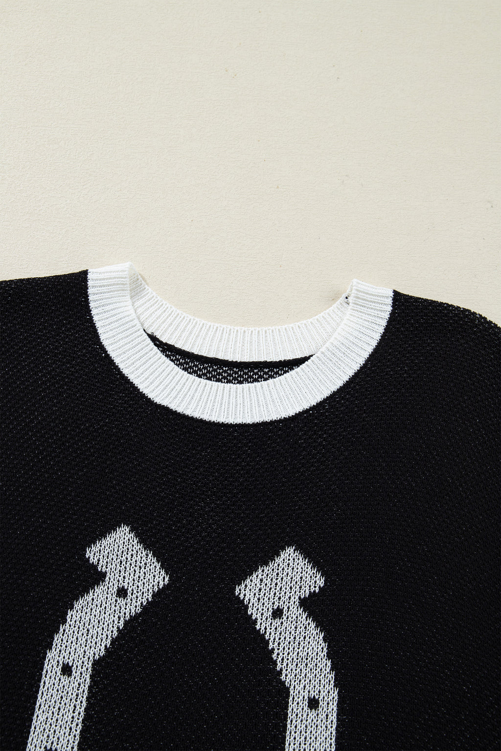 Black Horse Shoe Short Sleeve Sweater