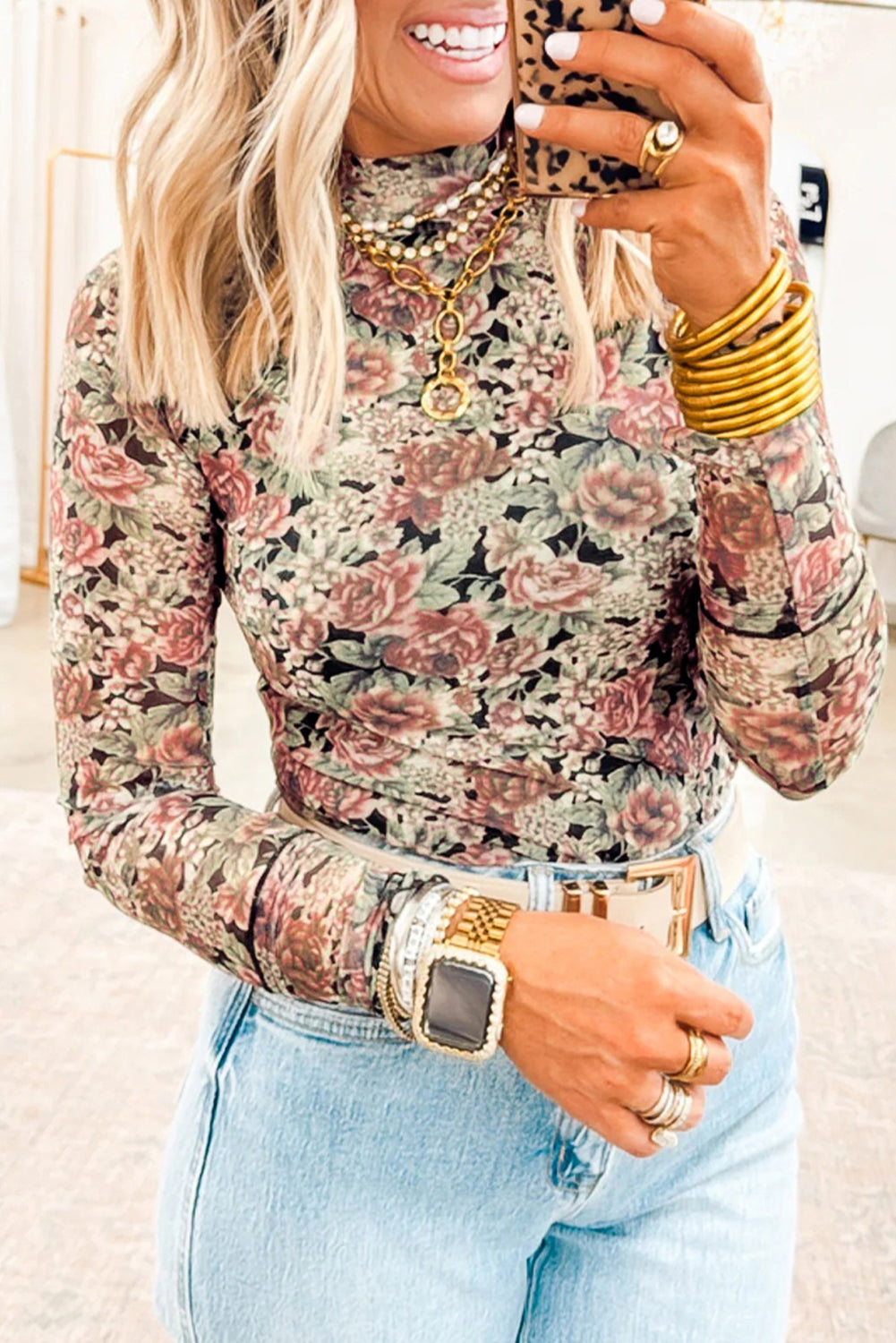 Floral Mesh Long Sleeve