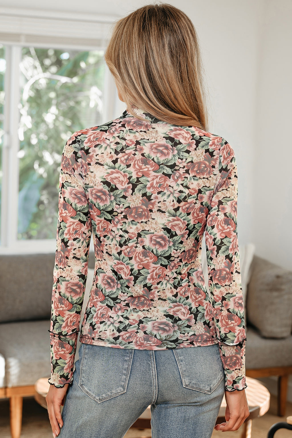 Floral Mesh Long Sleeve