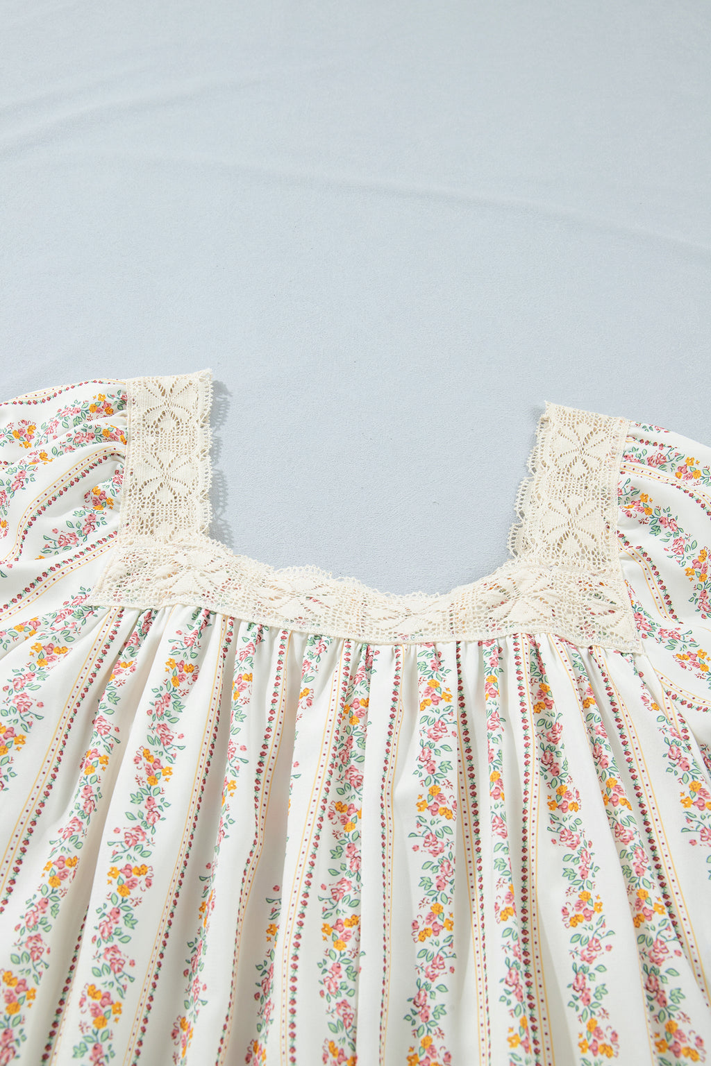 Floral Print & Ribbon Bow Mini Dress