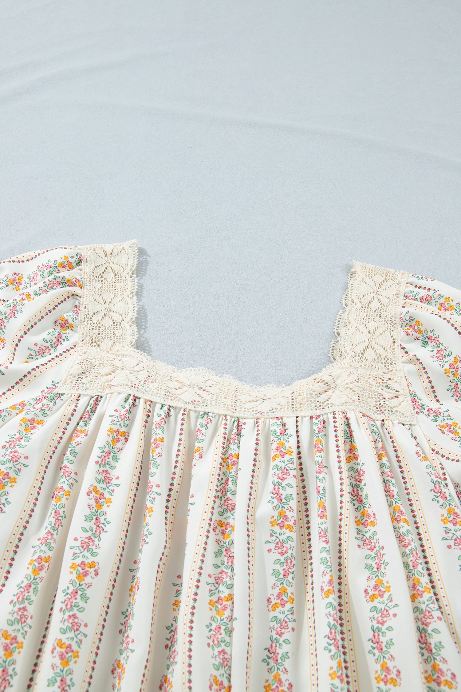 Floral Print & Ribbon Bow Mini Dress
